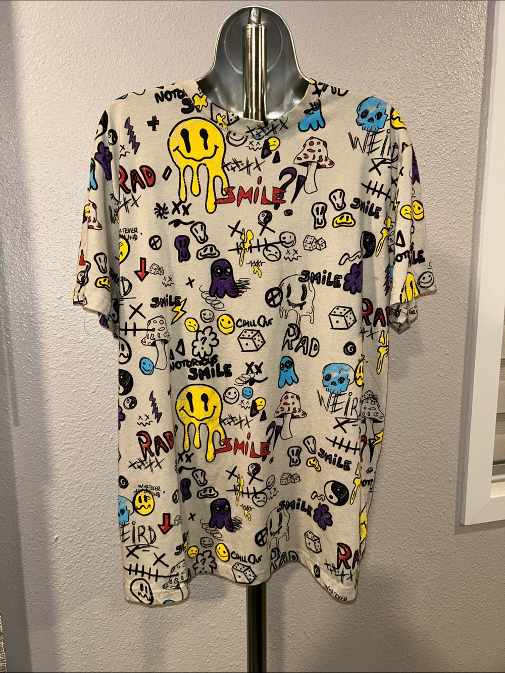 Rue21 Multicolor Graphic Short Sleeve Tee - Yellow, Blue, Purple, Black